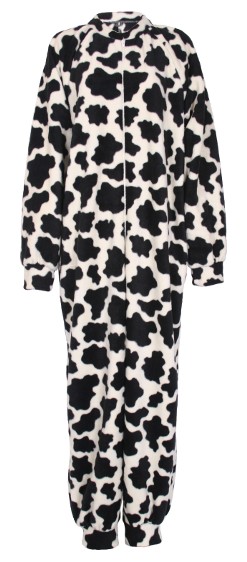 Cow pattern fleece onesie and all-in-one