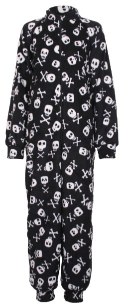 Skull n Crossbones pattern fleece onesie and all-in-one
